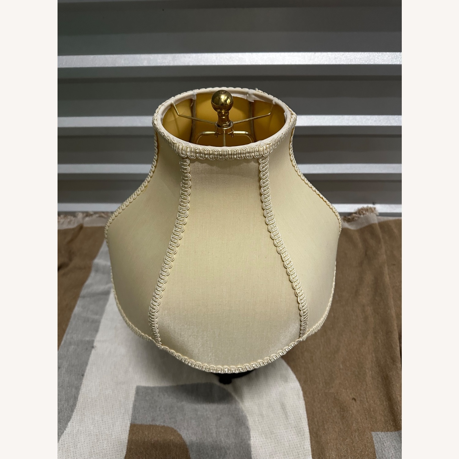 Vintage Table Lamp with Scalloped Fabric Shade - image-6