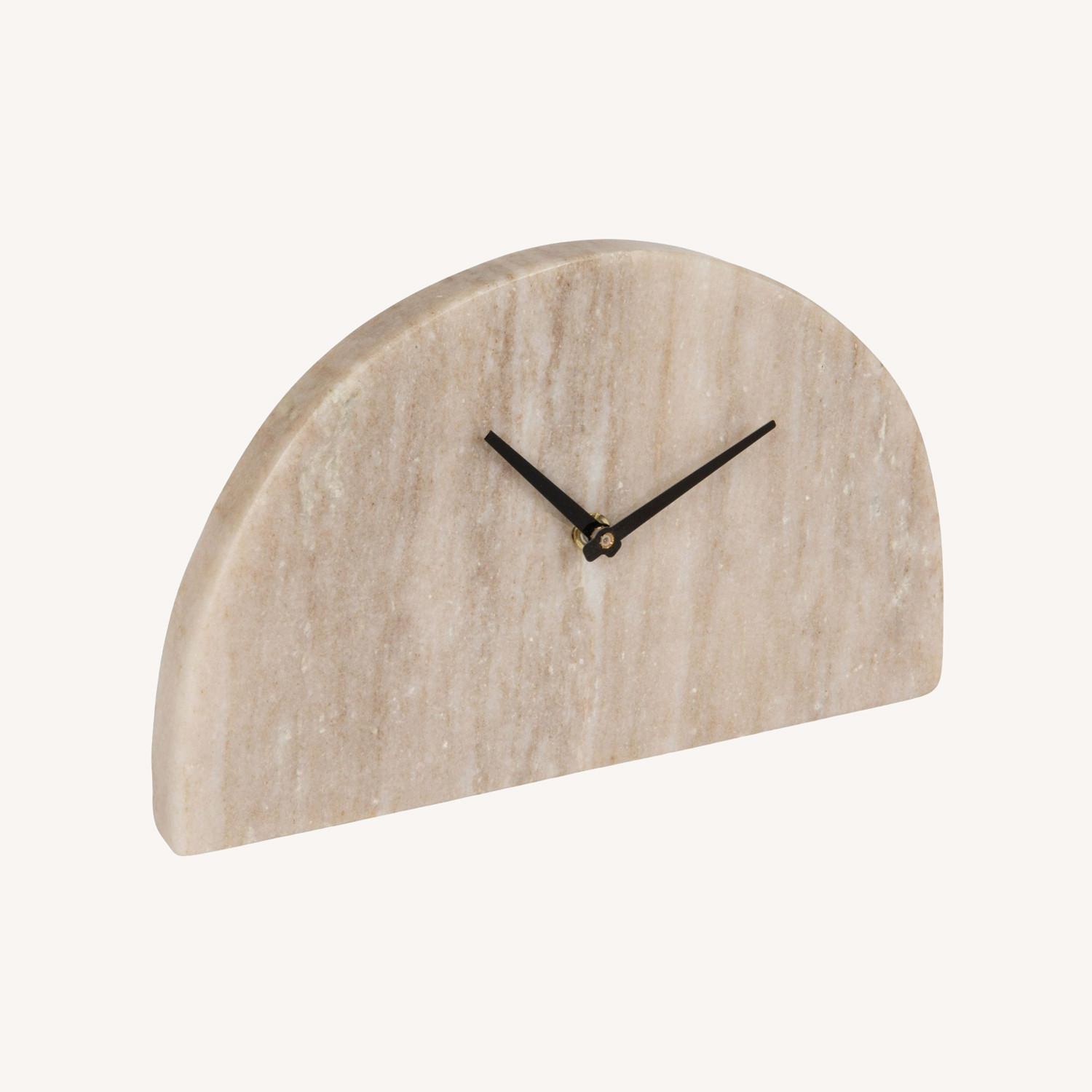 Decorative Half Moon Marble Mantel Clock - image-0