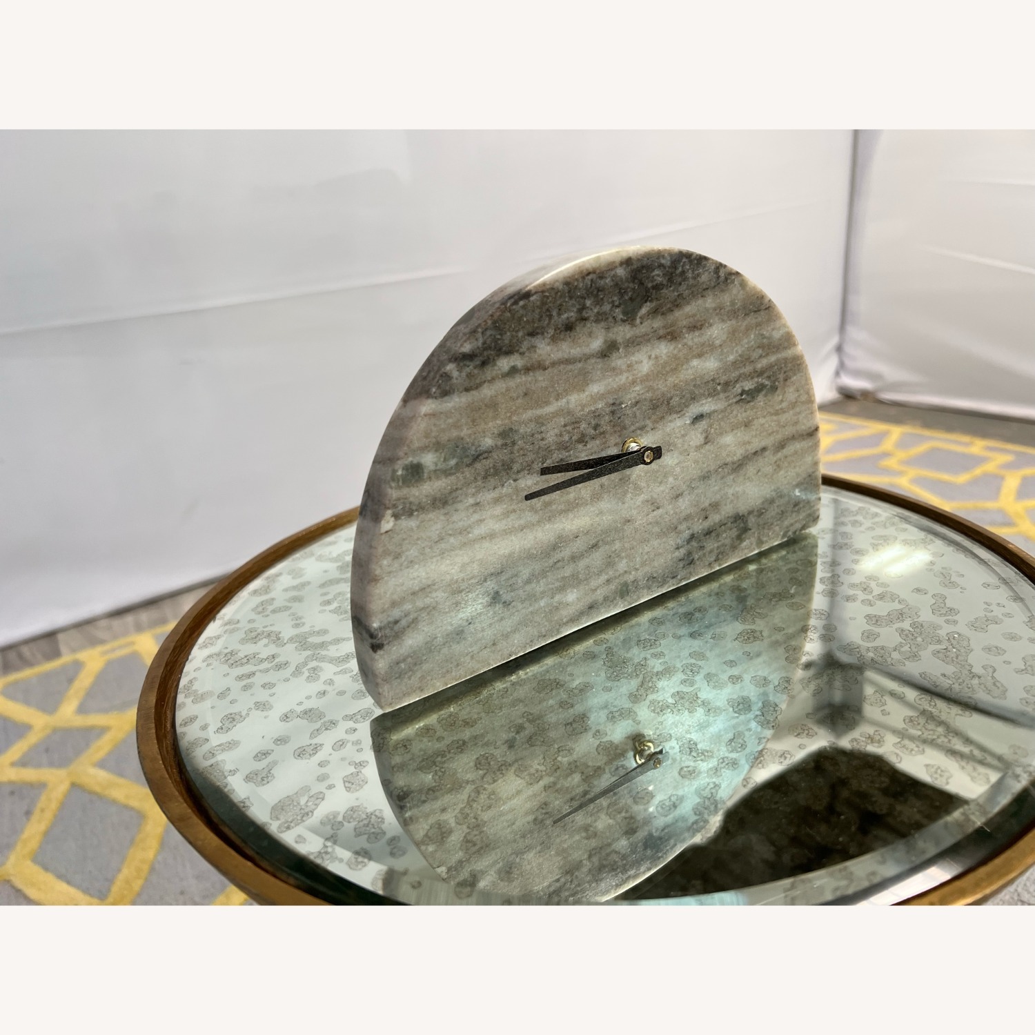 Decorative Half Moon Marble Mantel Clock - image-3