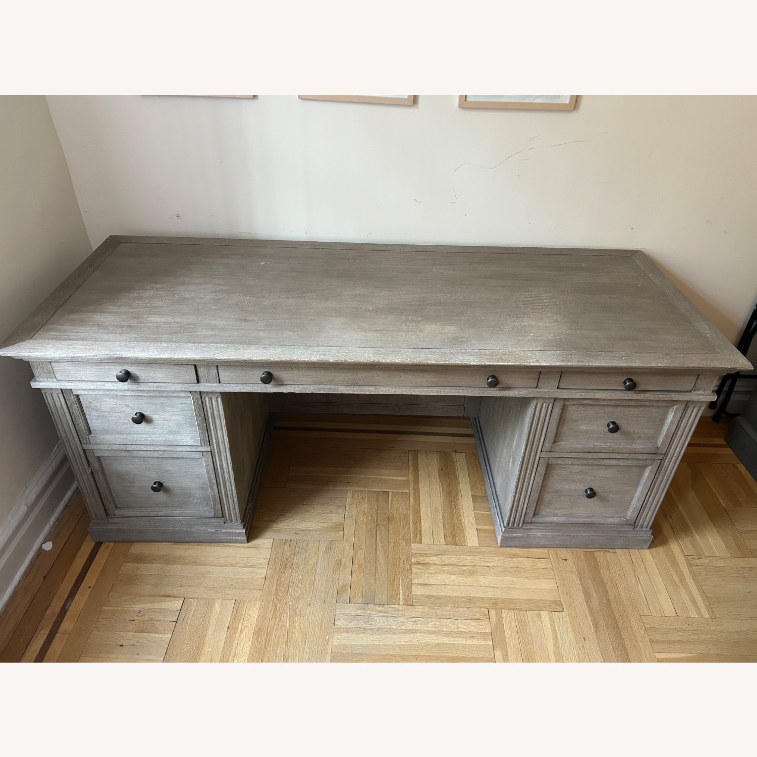 Pottery Barn Livingston Light Gray Wood Desk - image-1