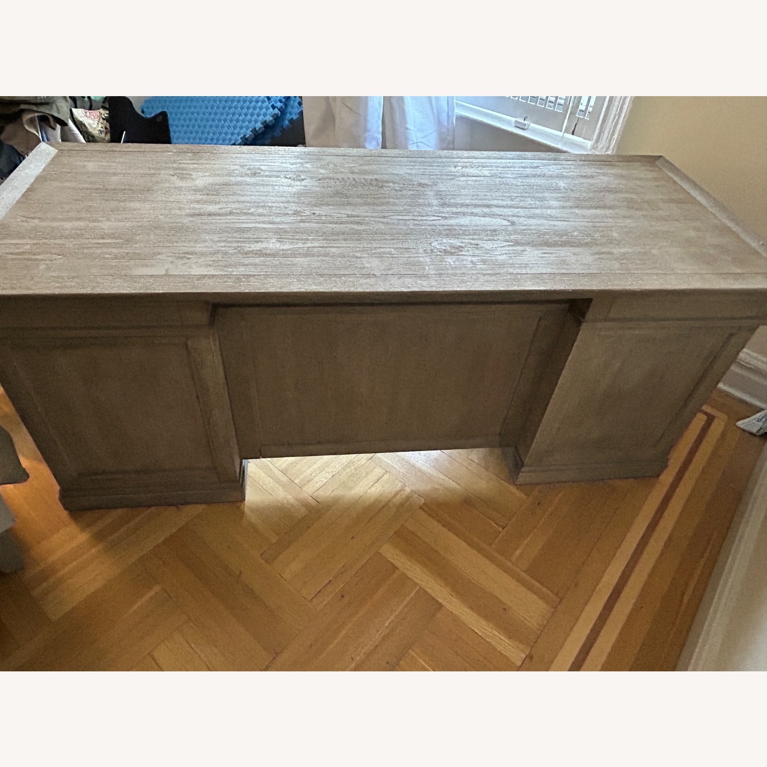Pottery Barn Livingston Light Gray Wood Desk - image-3