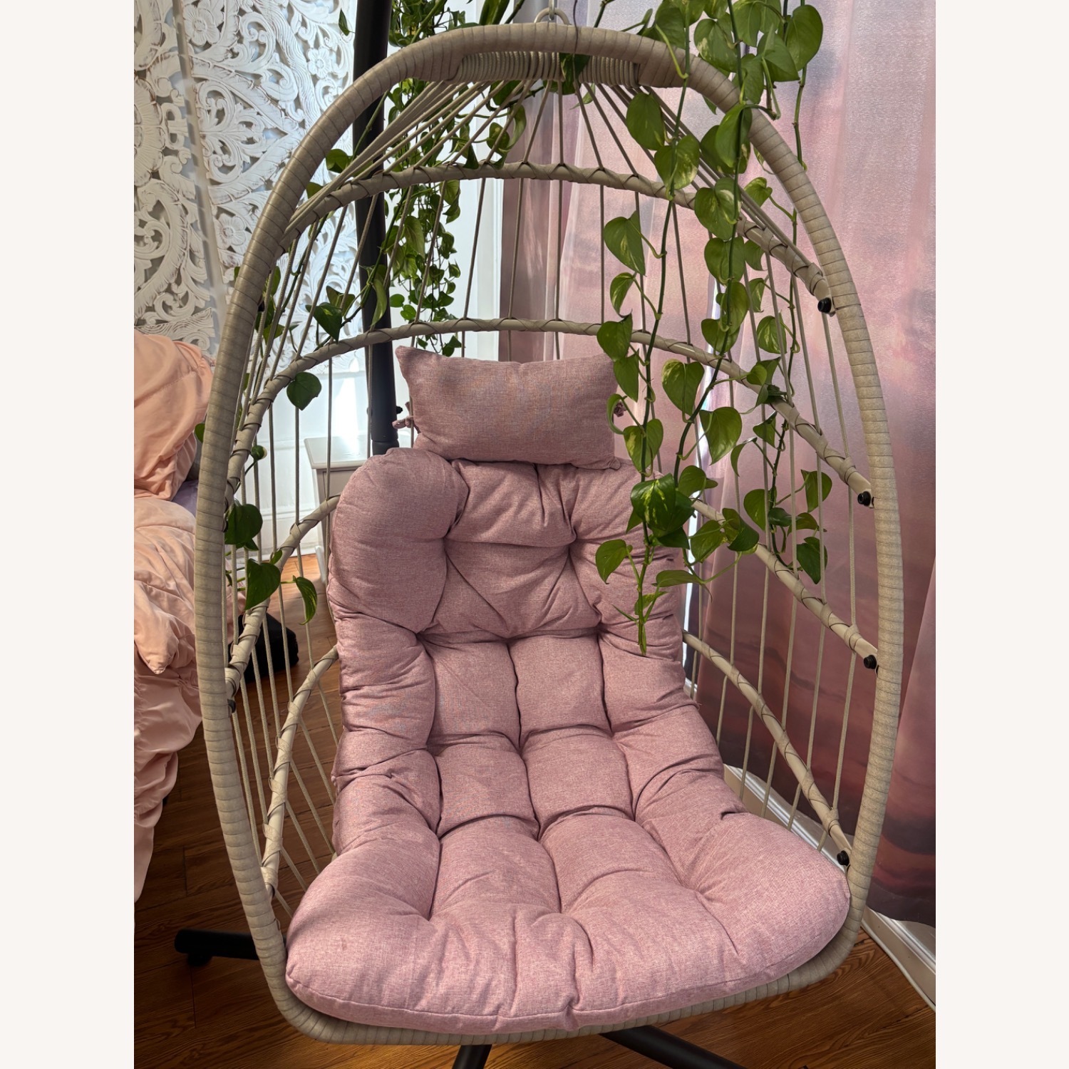 SWITTE Egg Swing Chair with Cushion Indoor/Outdoor - image-3
