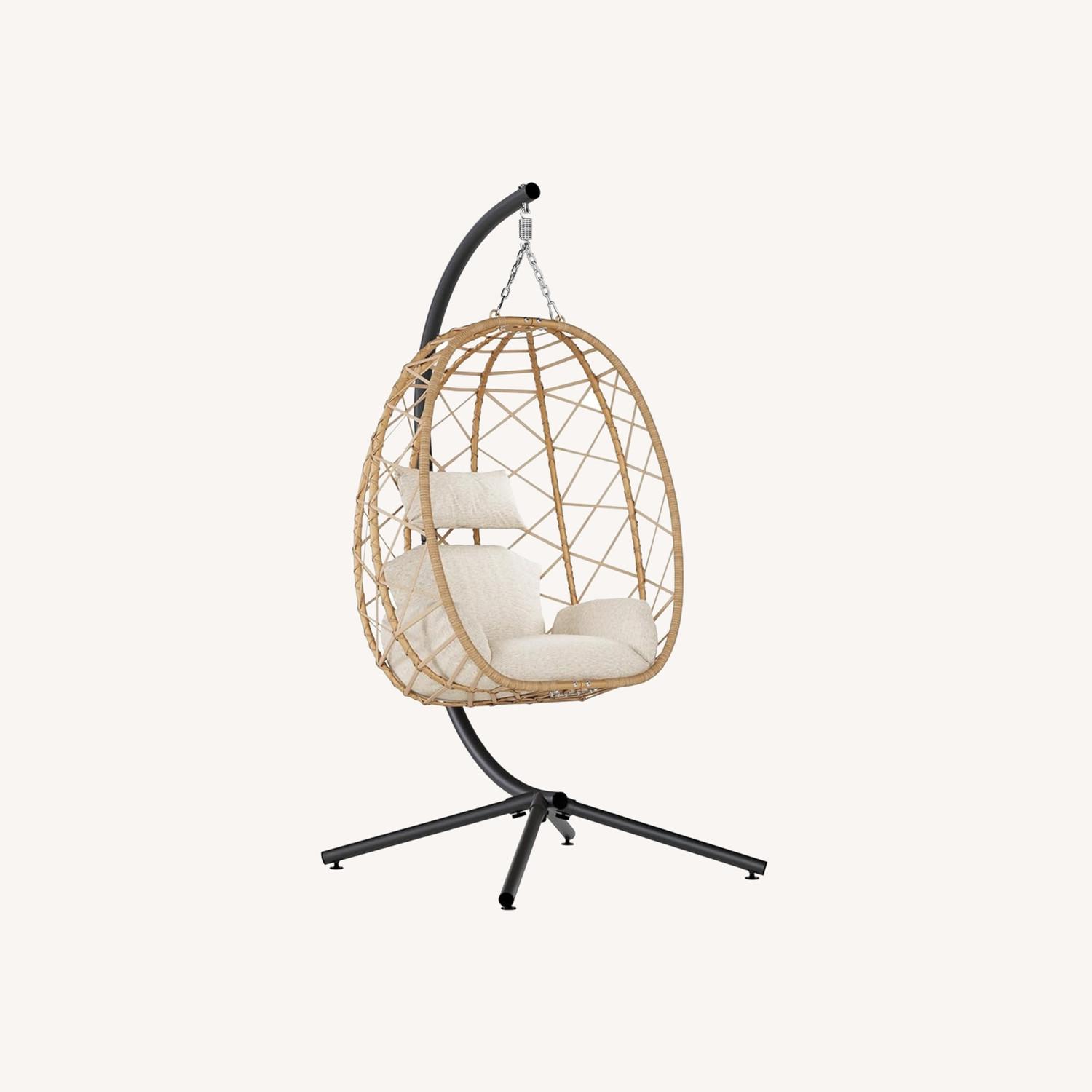 SWITTE Egg Swing Chair with Cushion Indoor/Outdoor - image-8