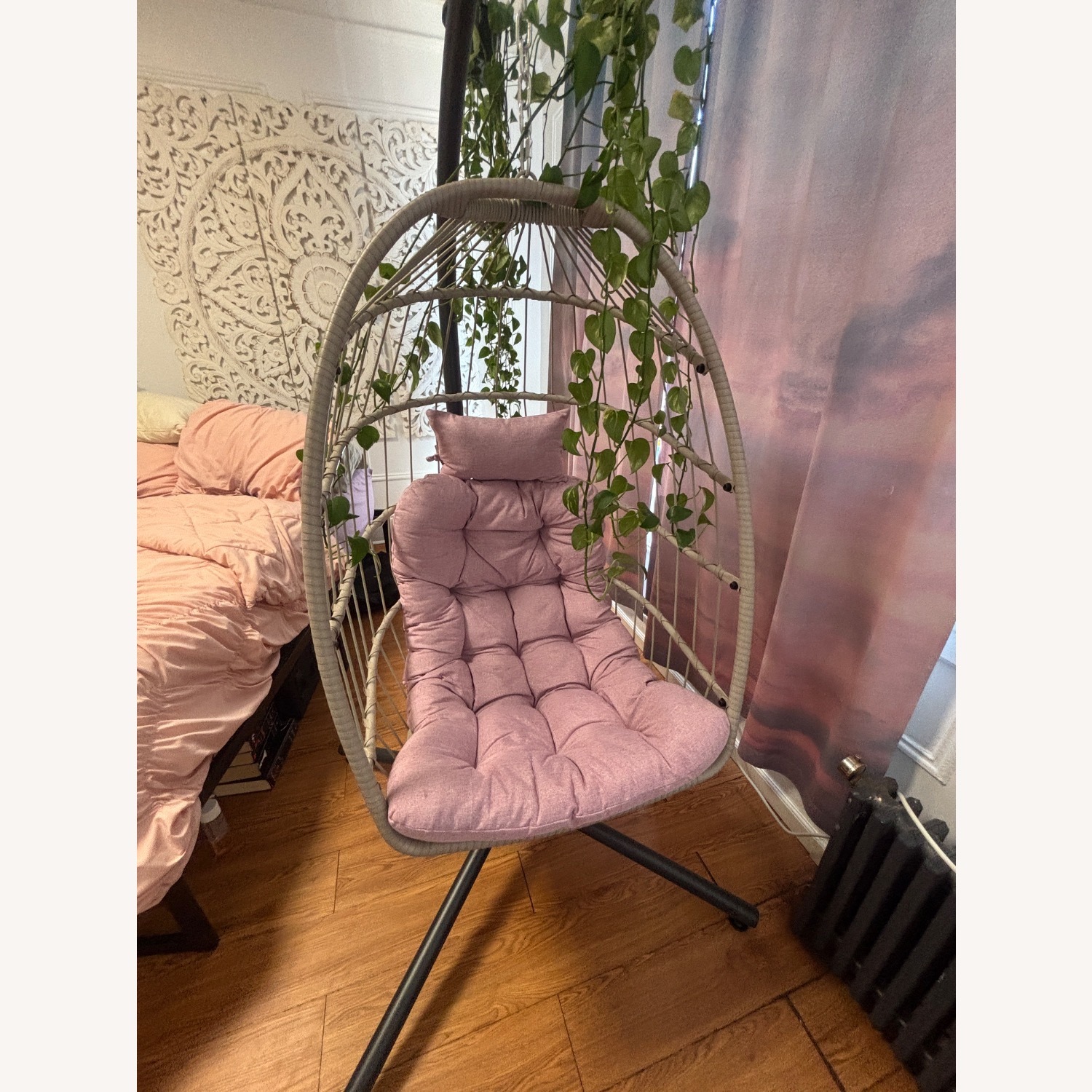 SWITTE Egg Swing Chair with Cushion Indoor/Outdoor - image-1