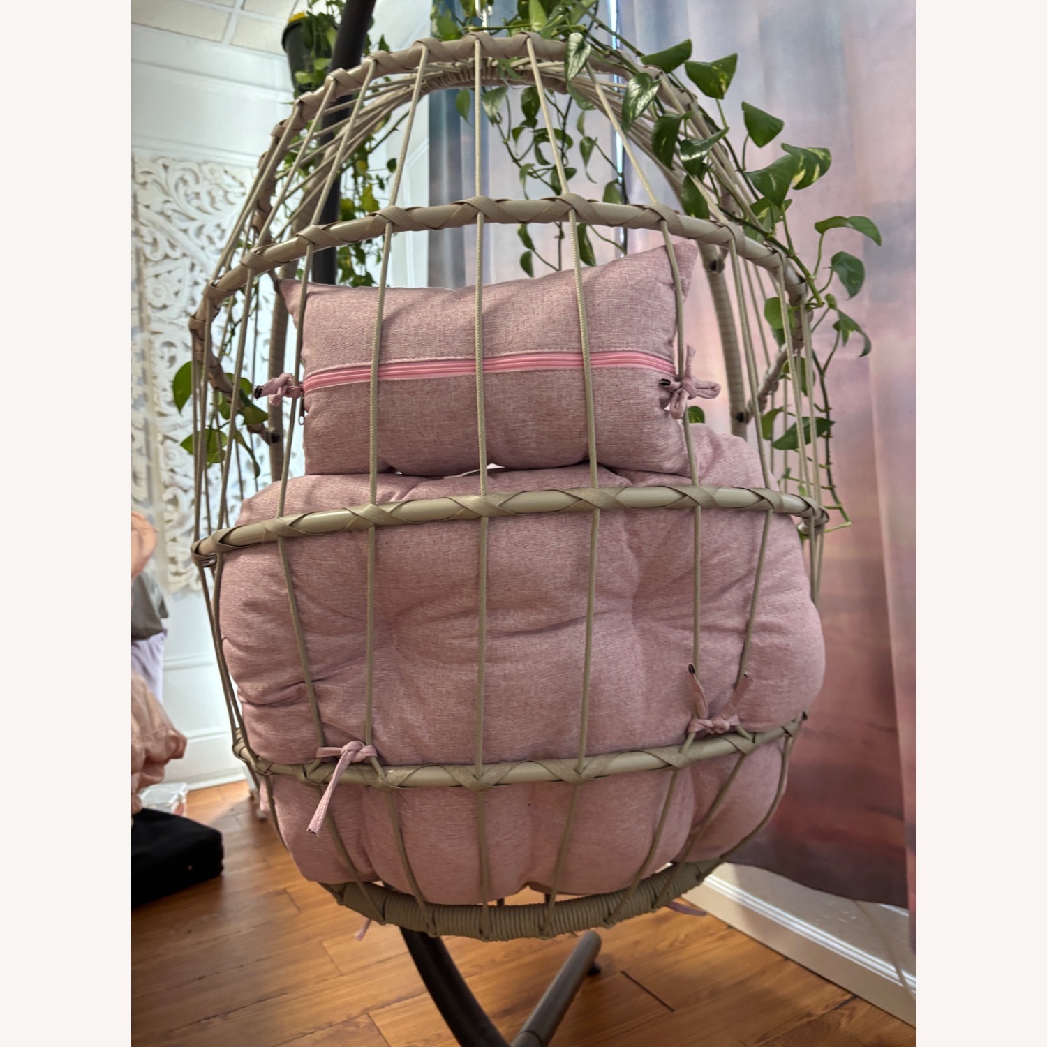 SWITTE Egg Swing Chair with Cushion Indoor/Outdoor - image-4