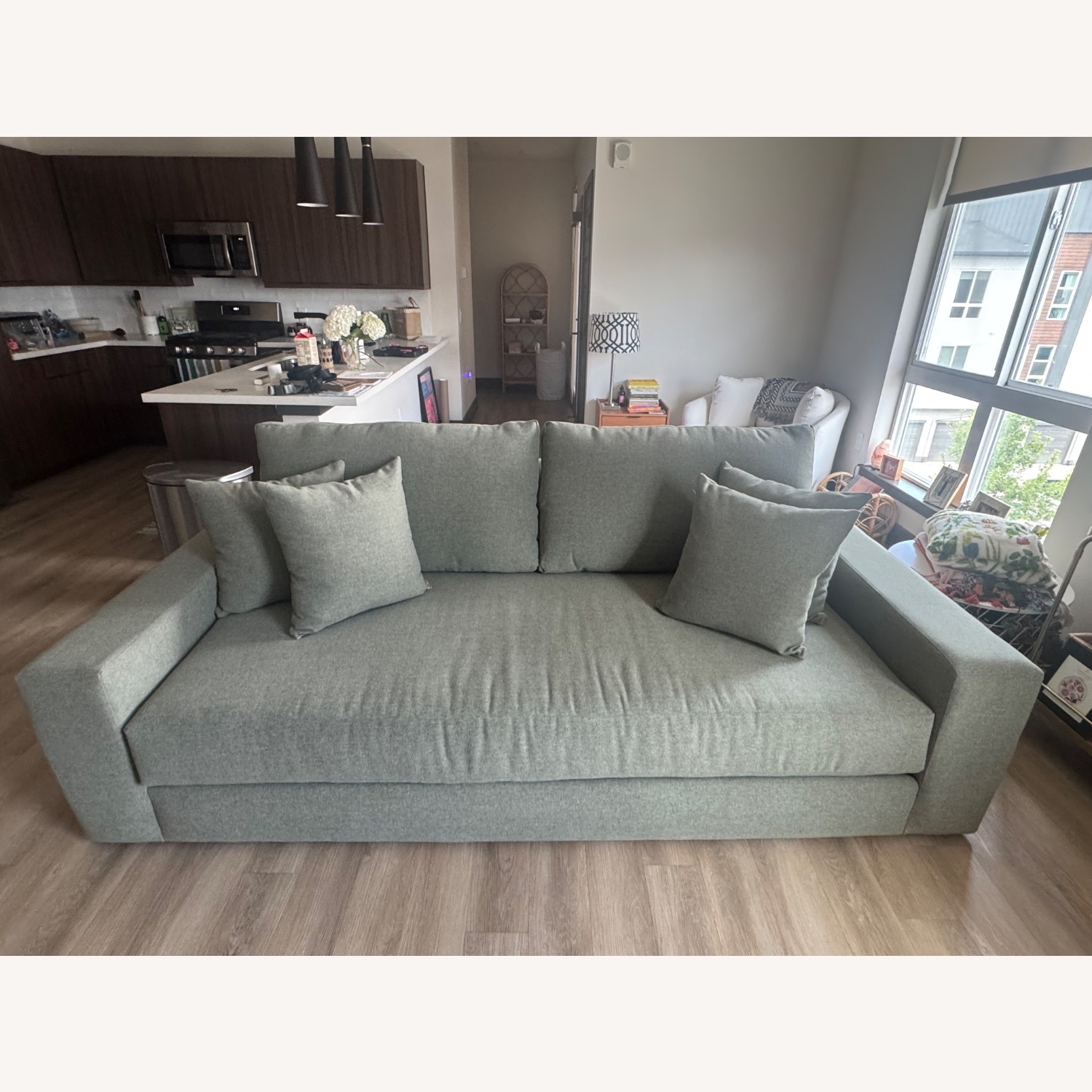 Living Spaces Moss Green Sawyer Sofa - image-1