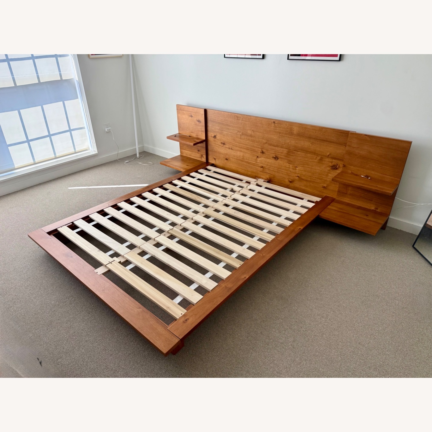 CB2 Acacia Wood Platform With Nightstands - image-2