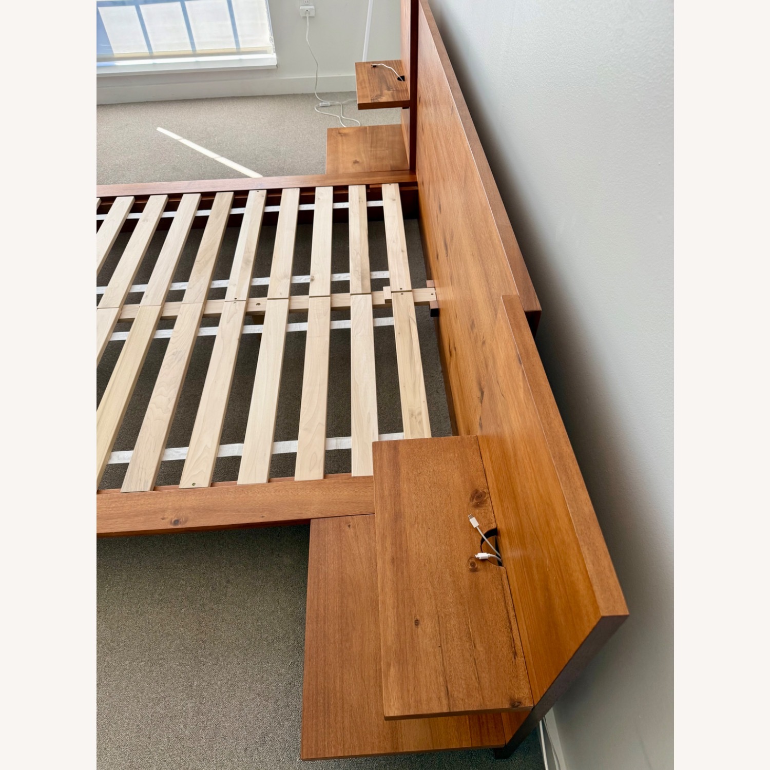 CB2 Acacia Wood Platform With Nightstands - image-3