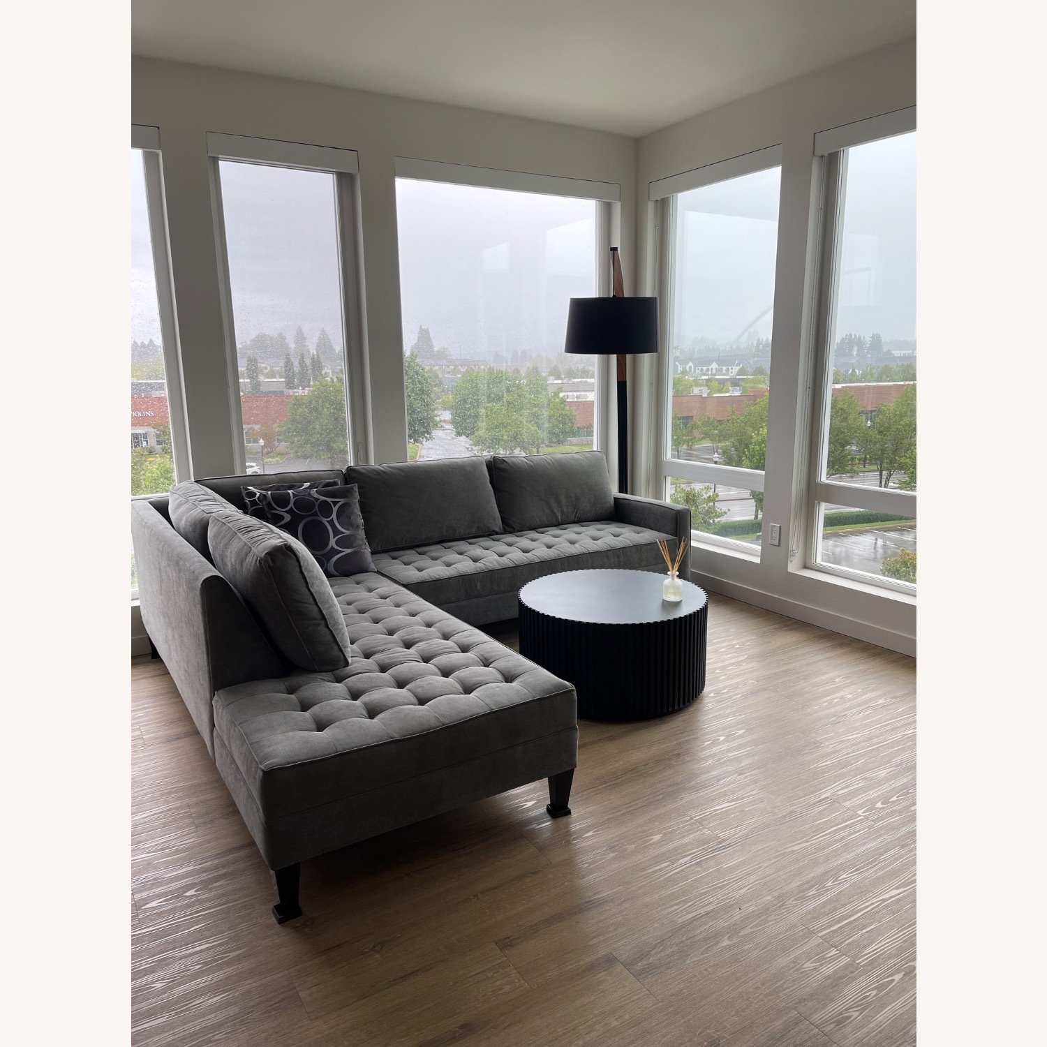 Z Gallerie Vapor Grey Chaise Daybed Sectional Sofa - image-5