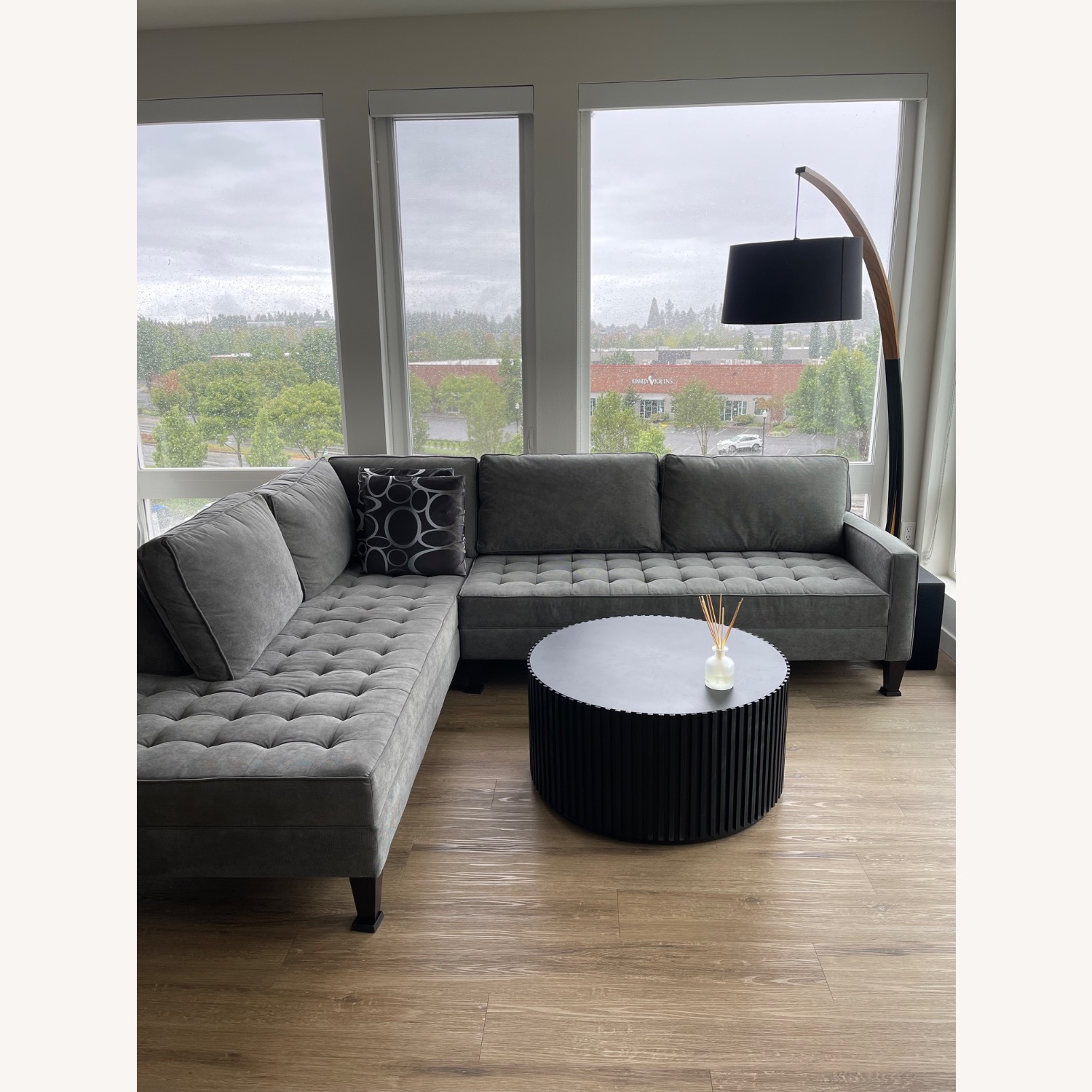 Z Gallerie Vapor Grey Chaise Daybed Sectional Sofa - image-6