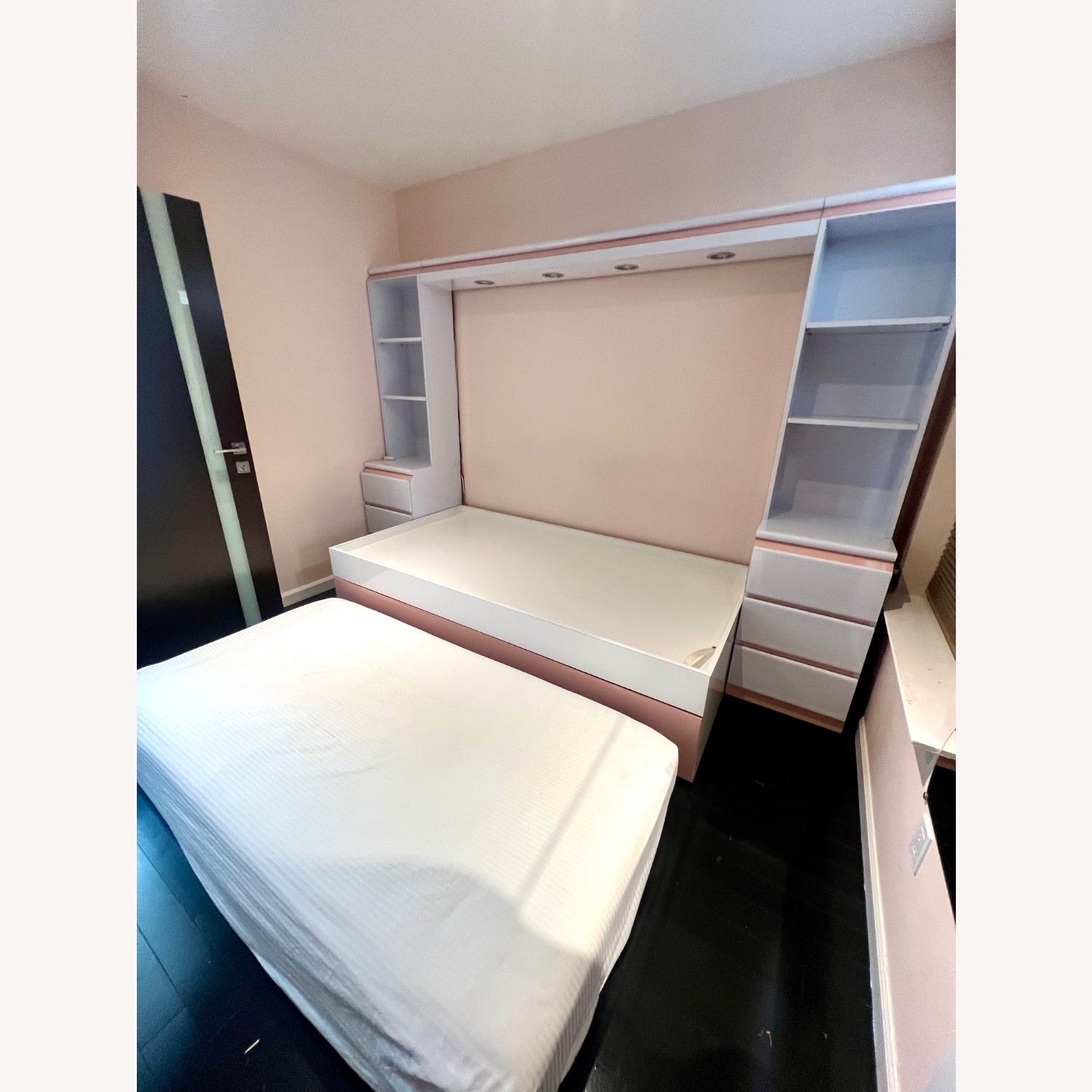 Custom Pink & White Twin Trundle Bed Set - image-5