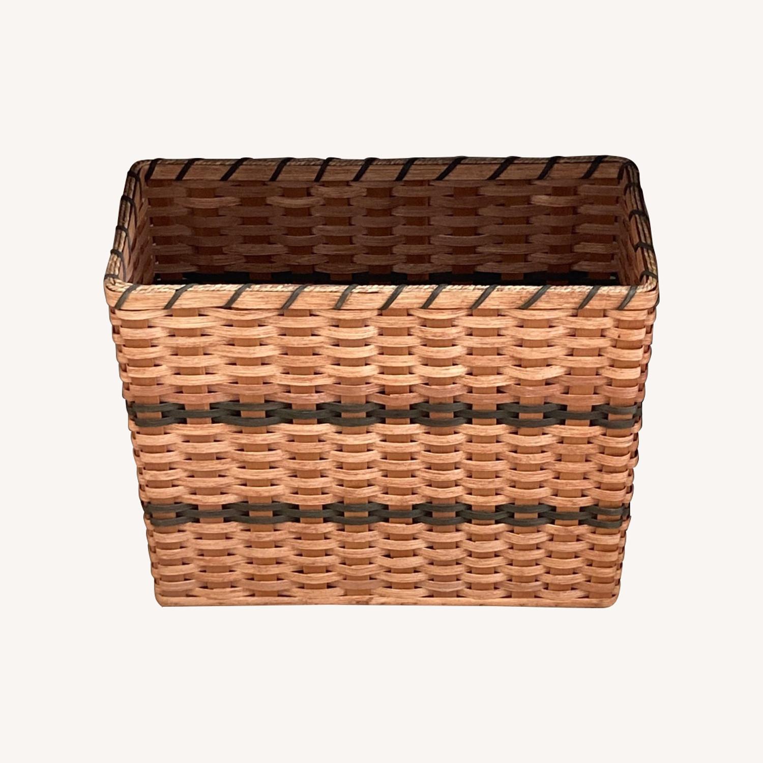 Natural Wicker Basket with Green Accents  - image-0