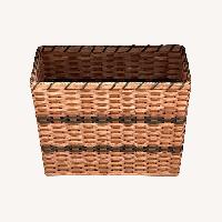 Natural Wicker Basket with Green Accents 