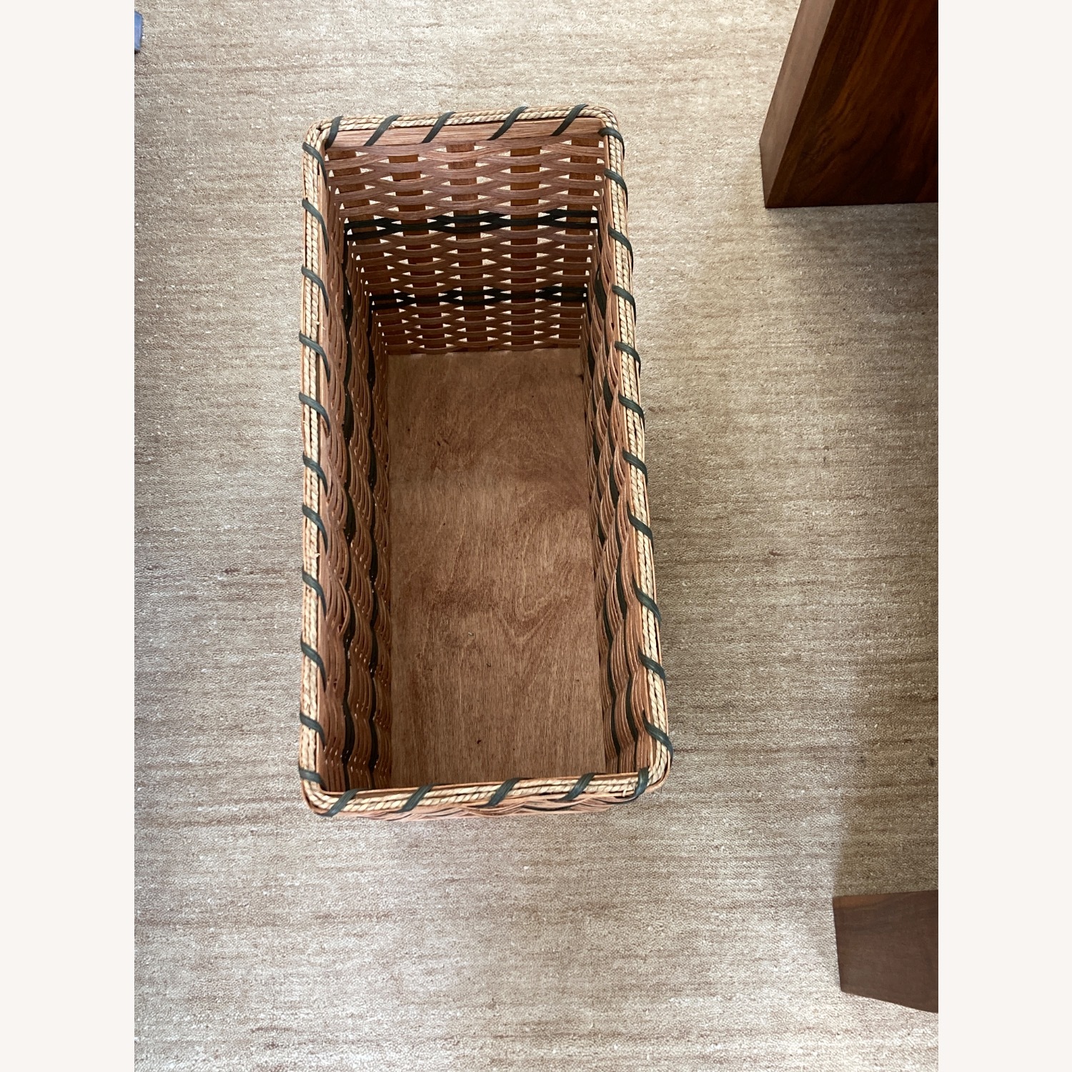 Natural Wicker Basket with Green Accents  - image-3