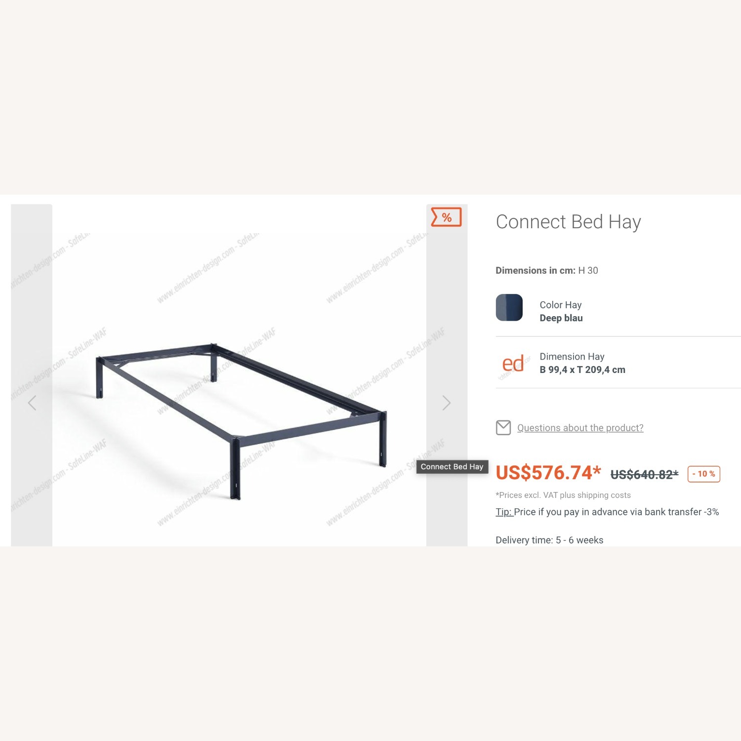 Hay Connect Bed White Metal Twin Bed - image-4