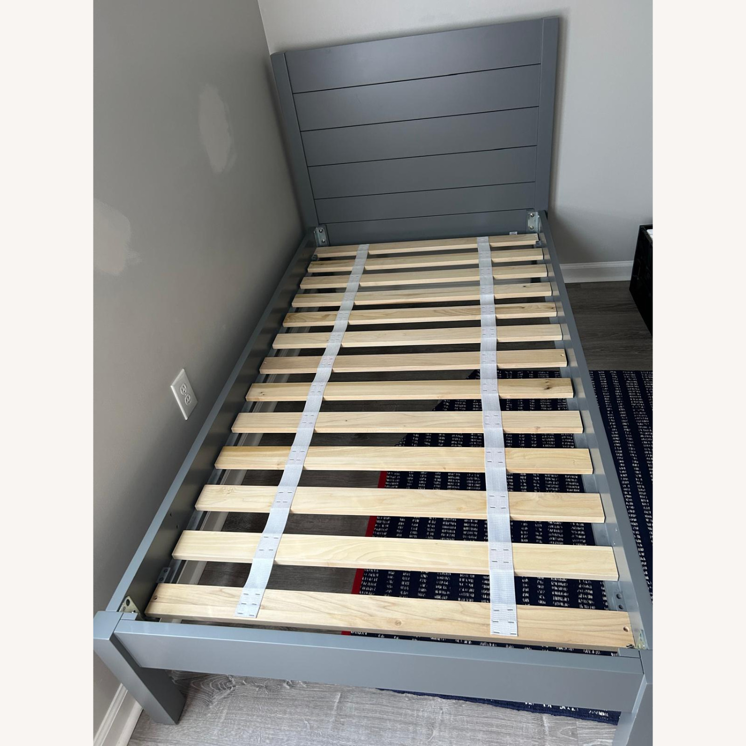 The Land of Nod Uptown Twin Bed Light Gray Wood Twin Bed - image-2