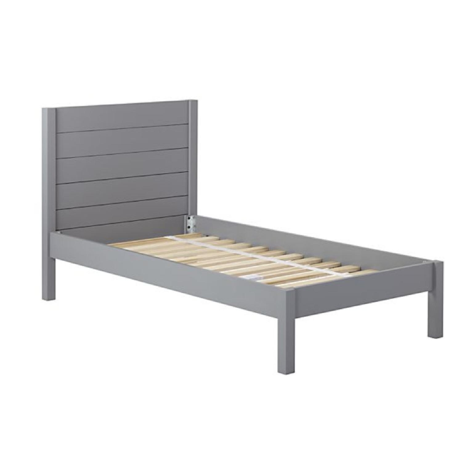 The Land of Nod Uptown Twin Bed Light Gray Wood Twin Bed - image-6