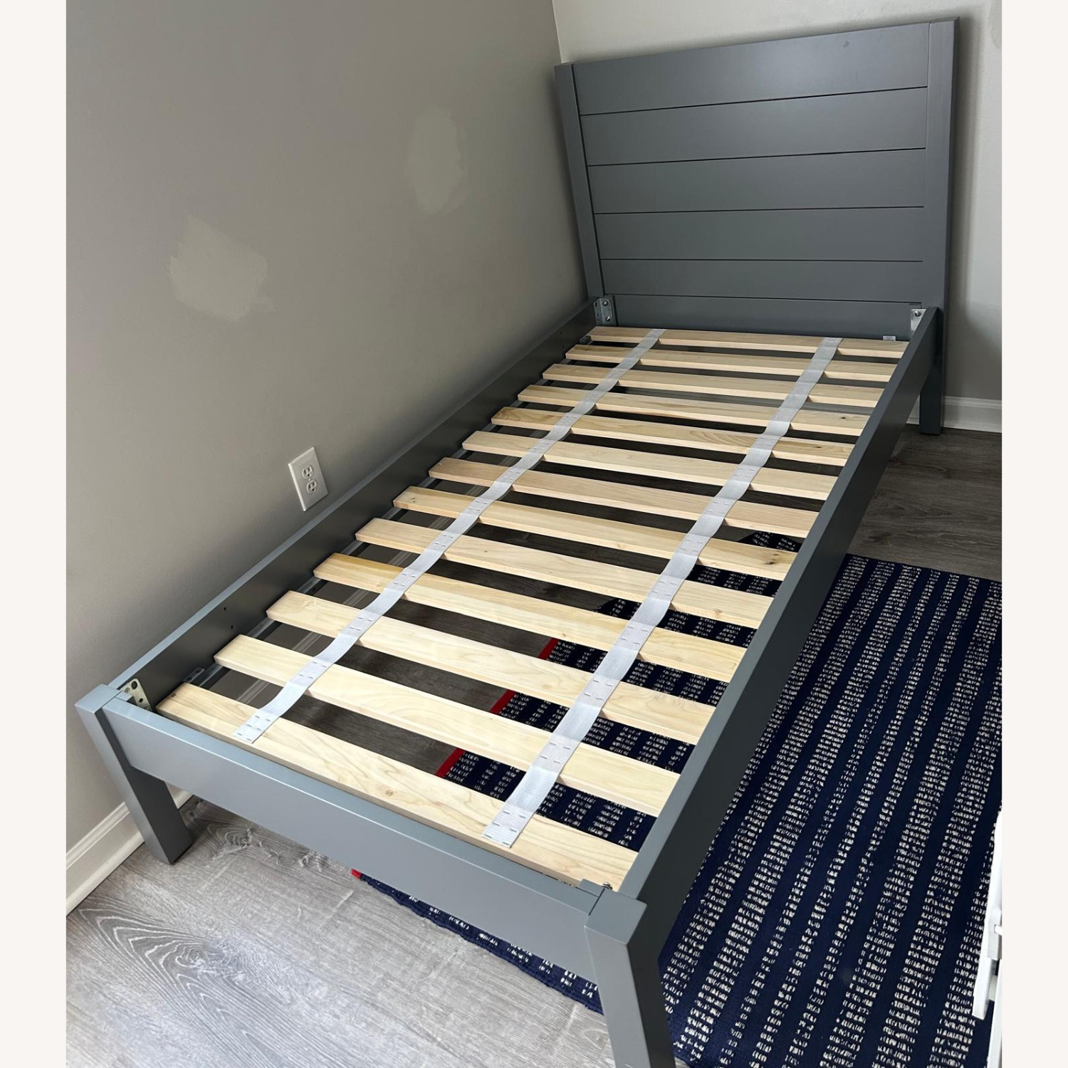 The Land of Nod Uptown Twin Bed Light Gray Wood Twin Bed - image-1