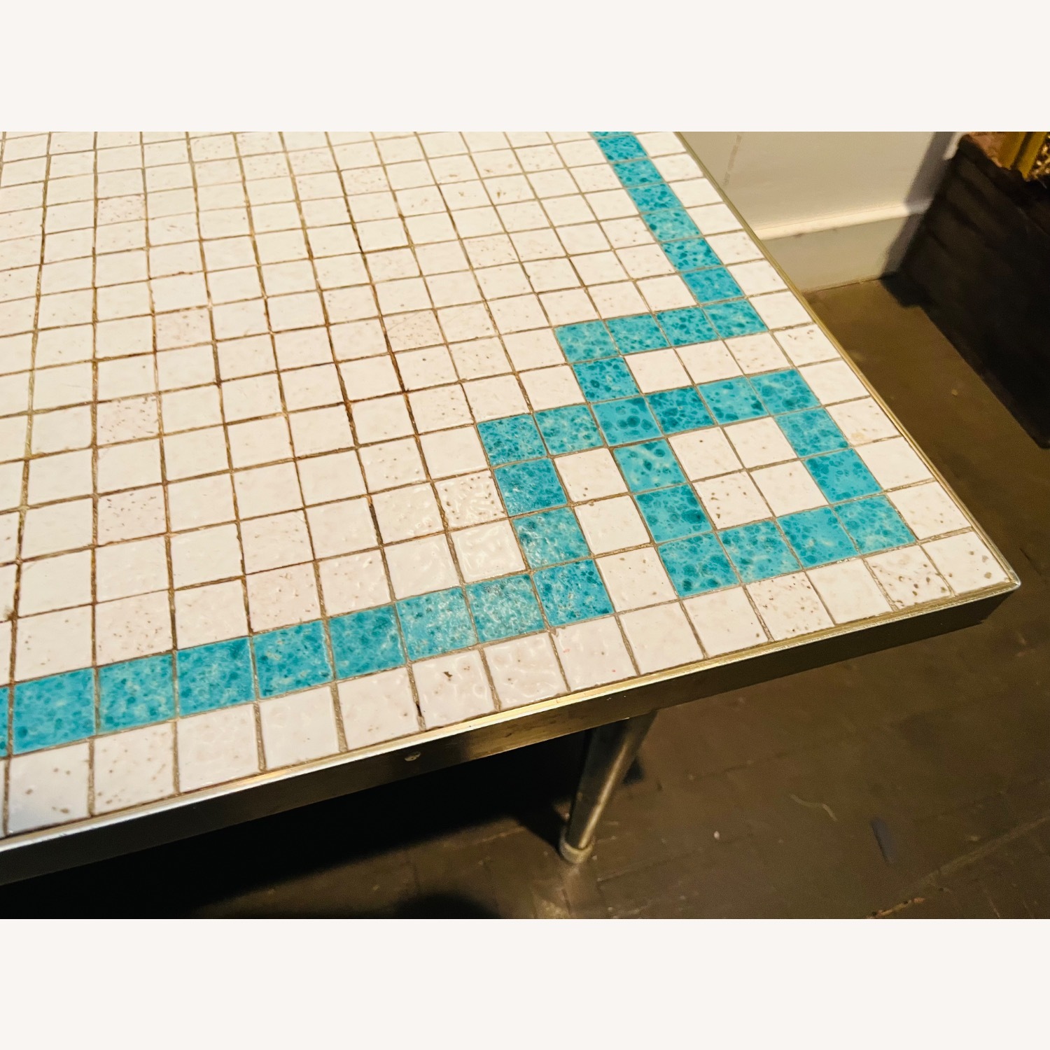 Mid Century Coffee Table Mosaic Tile Vintage Mod - image-4