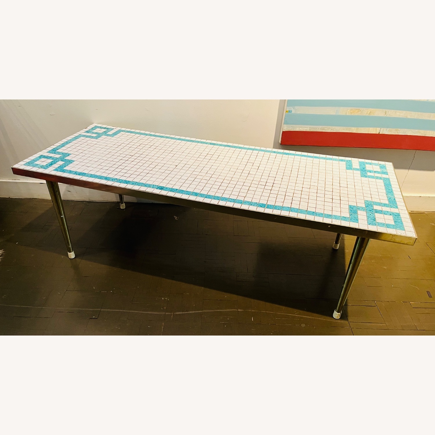 Mid Century Coffee Table Mosaic Tile Vintage Mod - image-2