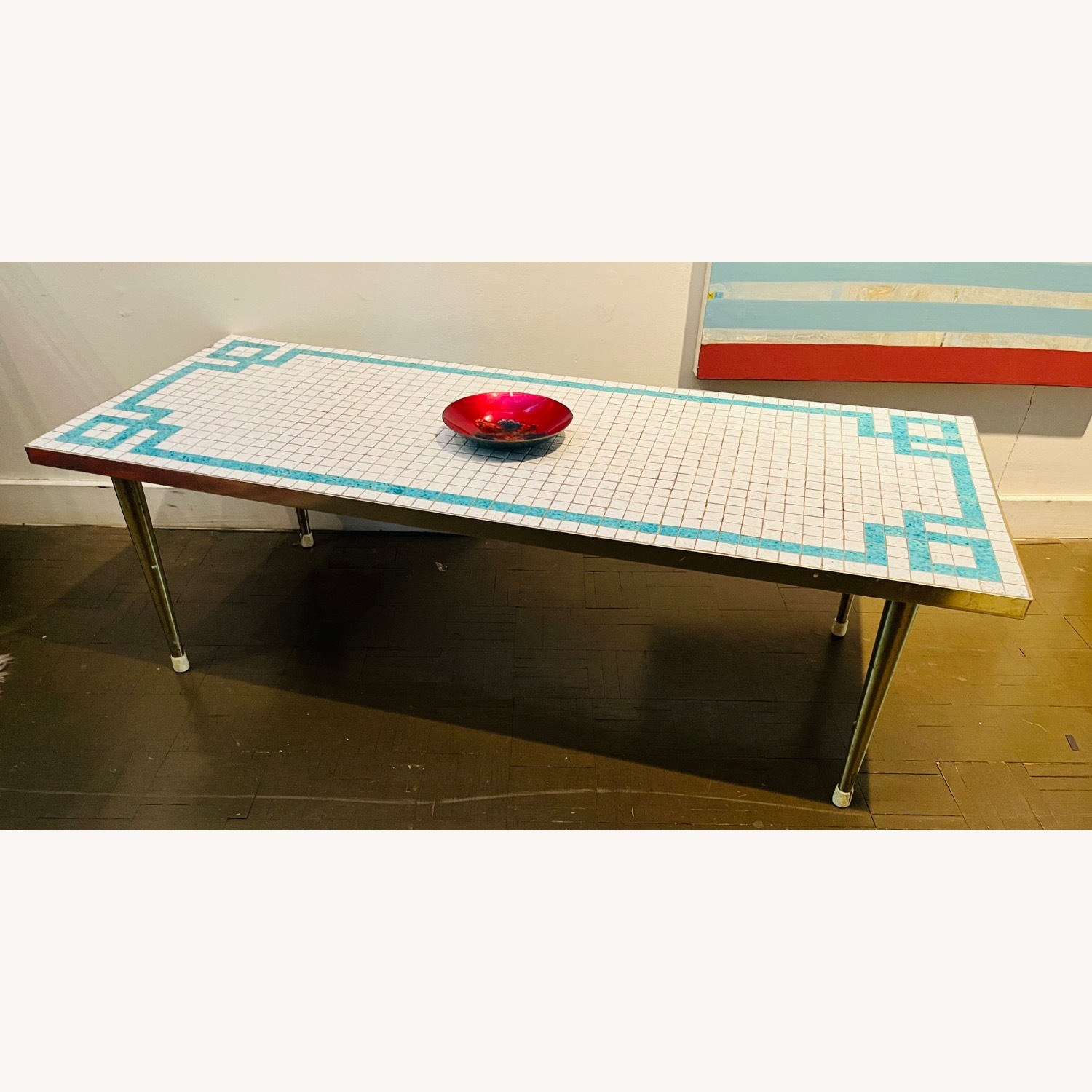 Mid Century Coffee Table Mosaic Tile Vintage Mod - image-6