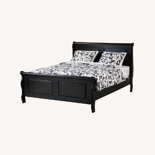 Ikea Queen Size Wood Sleigh Bed Frame w/ Slatted Bed Base