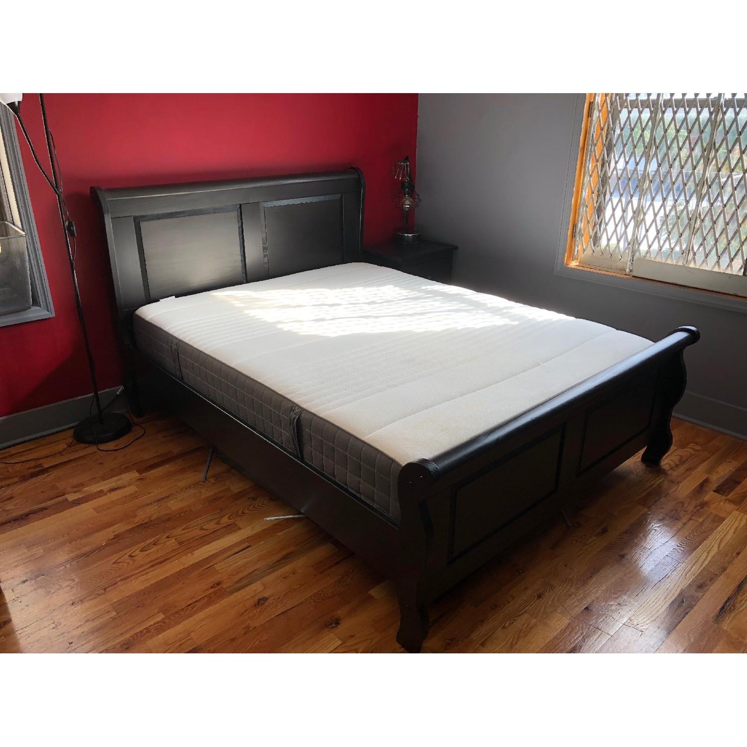 IKEA Hasselvika Queen Size Wood Sleigh Bed Frame W Bed Base - image-2