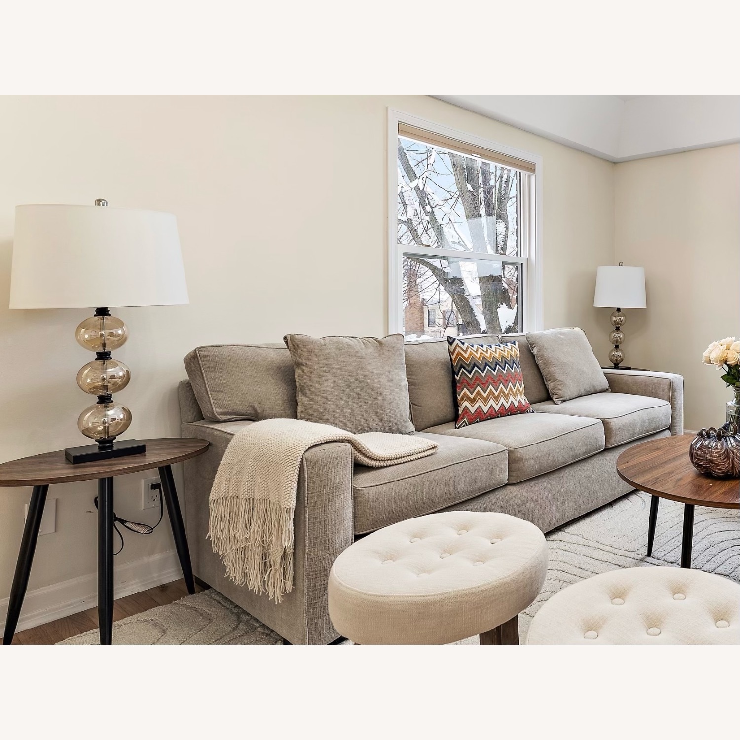 Macy's Radley 86" Light Brown Fabric 3+ Seater Sofa - image-1