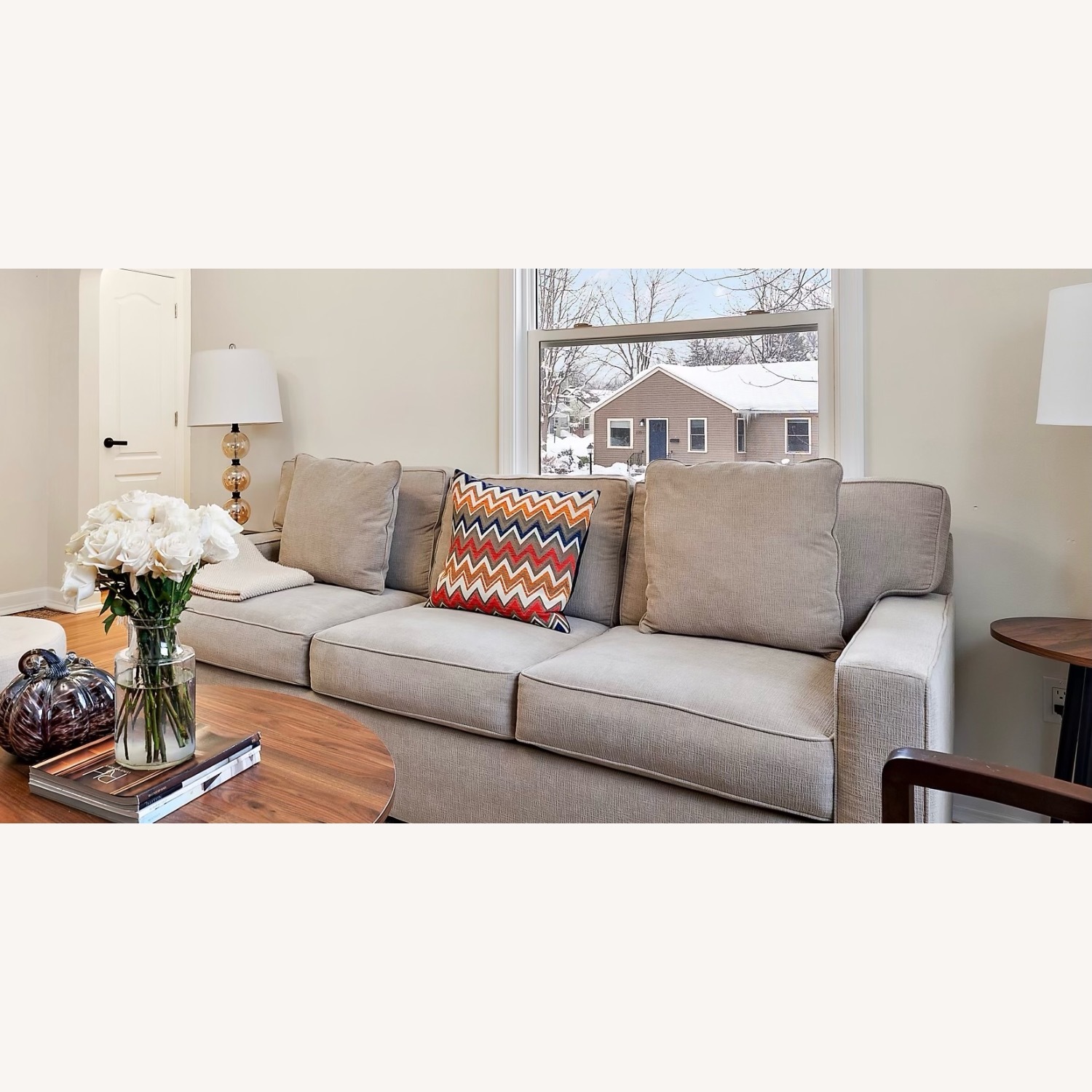 Macy's Radley 86" Light Brown Fabric 3+ Seater Sofa - image-2