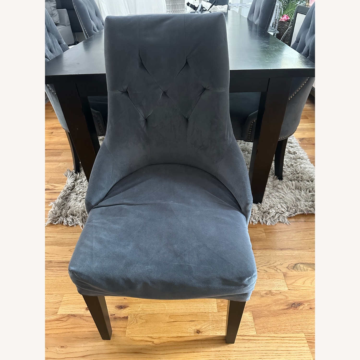 Blue Fabric Dining Chairs - image-3