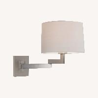 Designer Brushed Nickel Sconce With Linen Shade