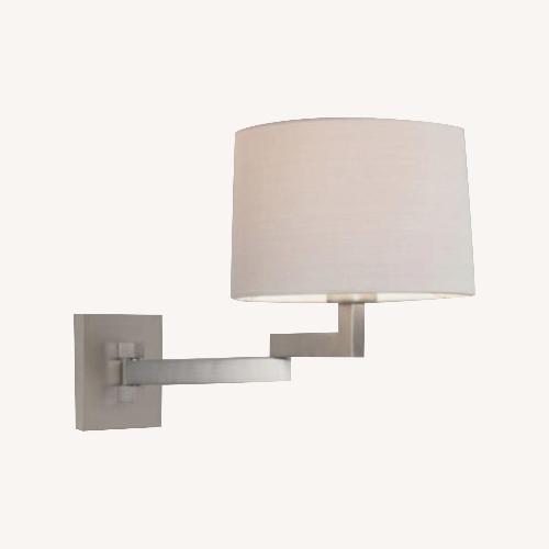 Used Designer Brushed Nickel Sconce With Linen Shade for sale on AptDeco
