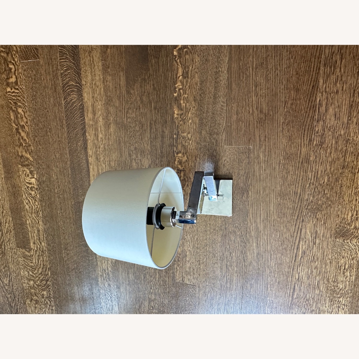 Designer Brushed Nickel Sconce With Linen Shade - image-2