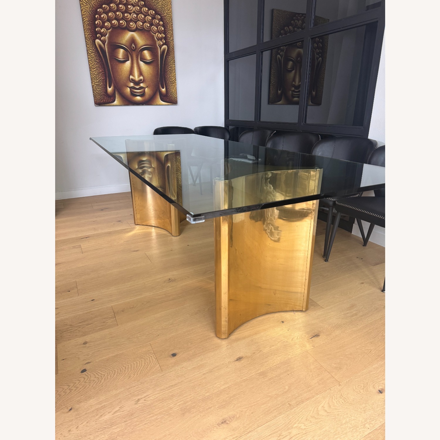 Restoration Hardware Dalton Gold Glass Dining Table - image-2