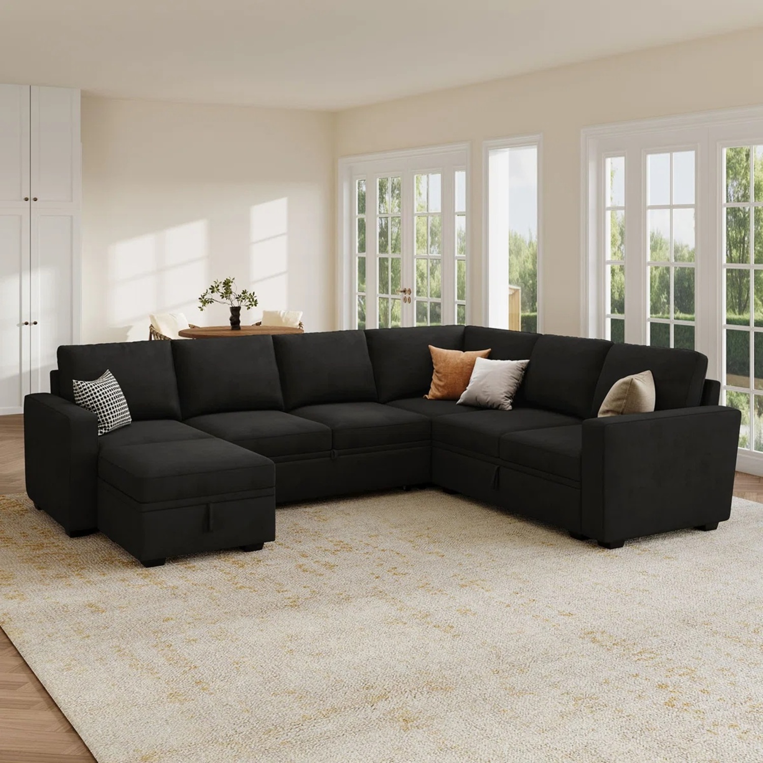 Niyona U Shaped Sleeper Sectional Modular Sofa Bed With Storage Chaise - image-5