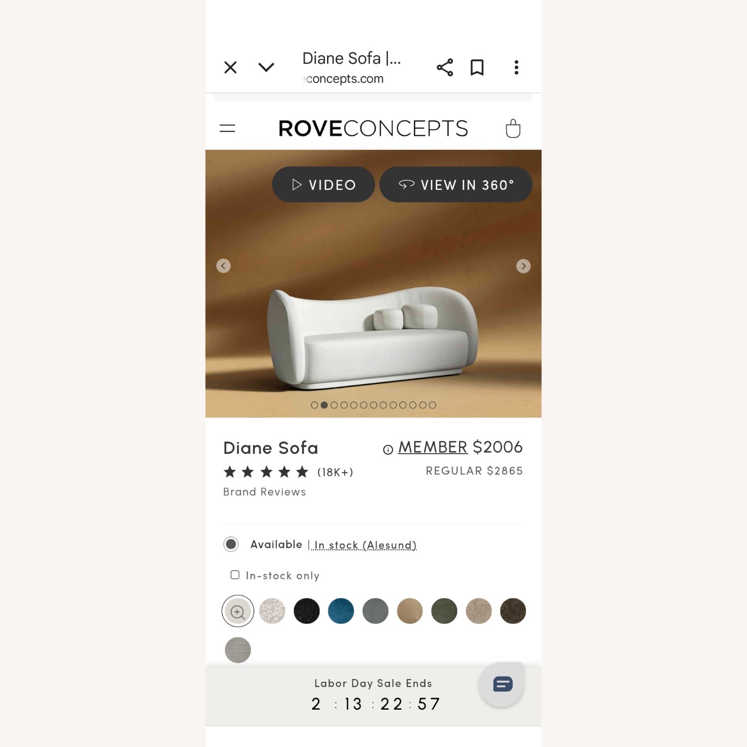 Rove Concepts Diane Sofa Gray Velvet - image-3