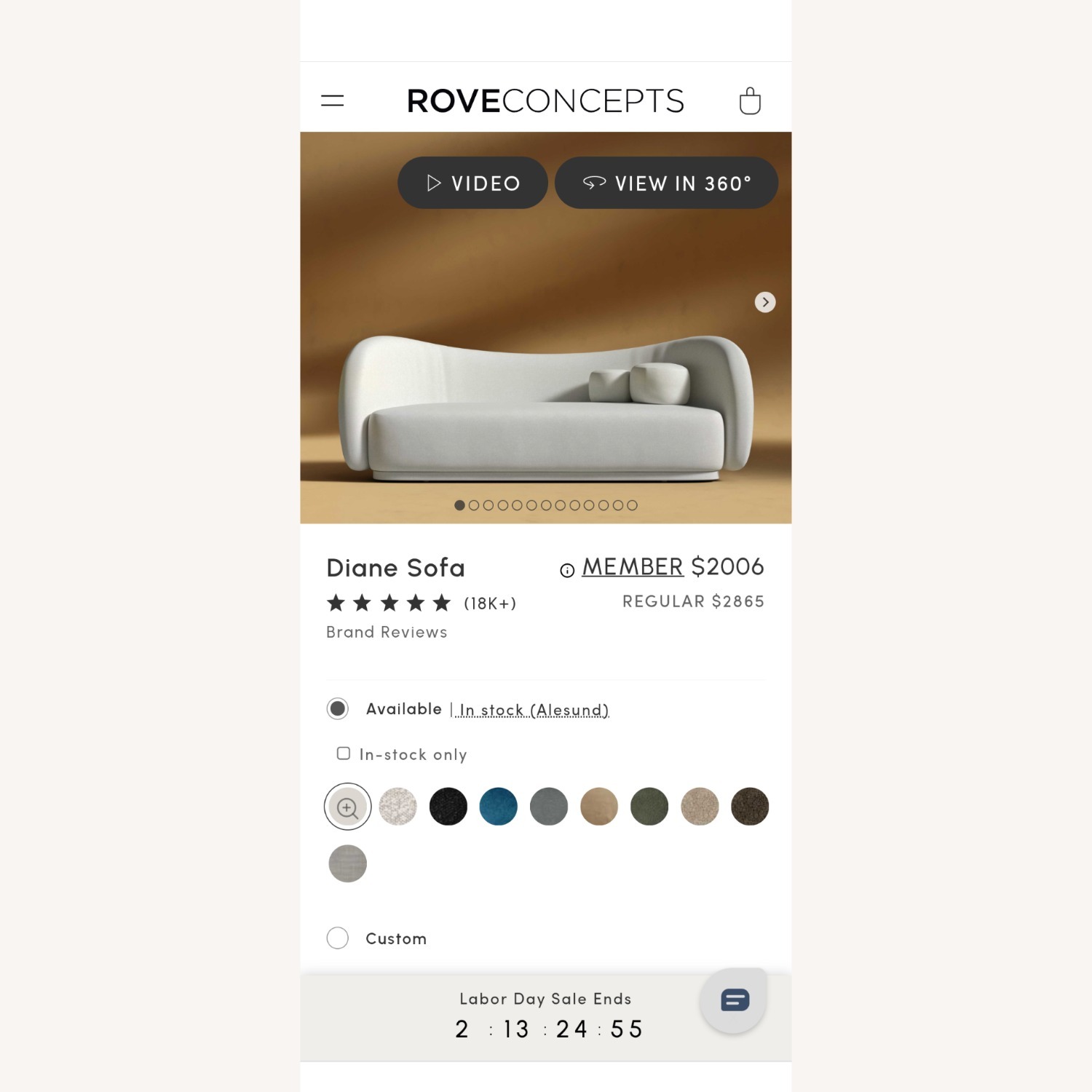 Rove Concepts Diane Sofa Gray Velvet - image-1