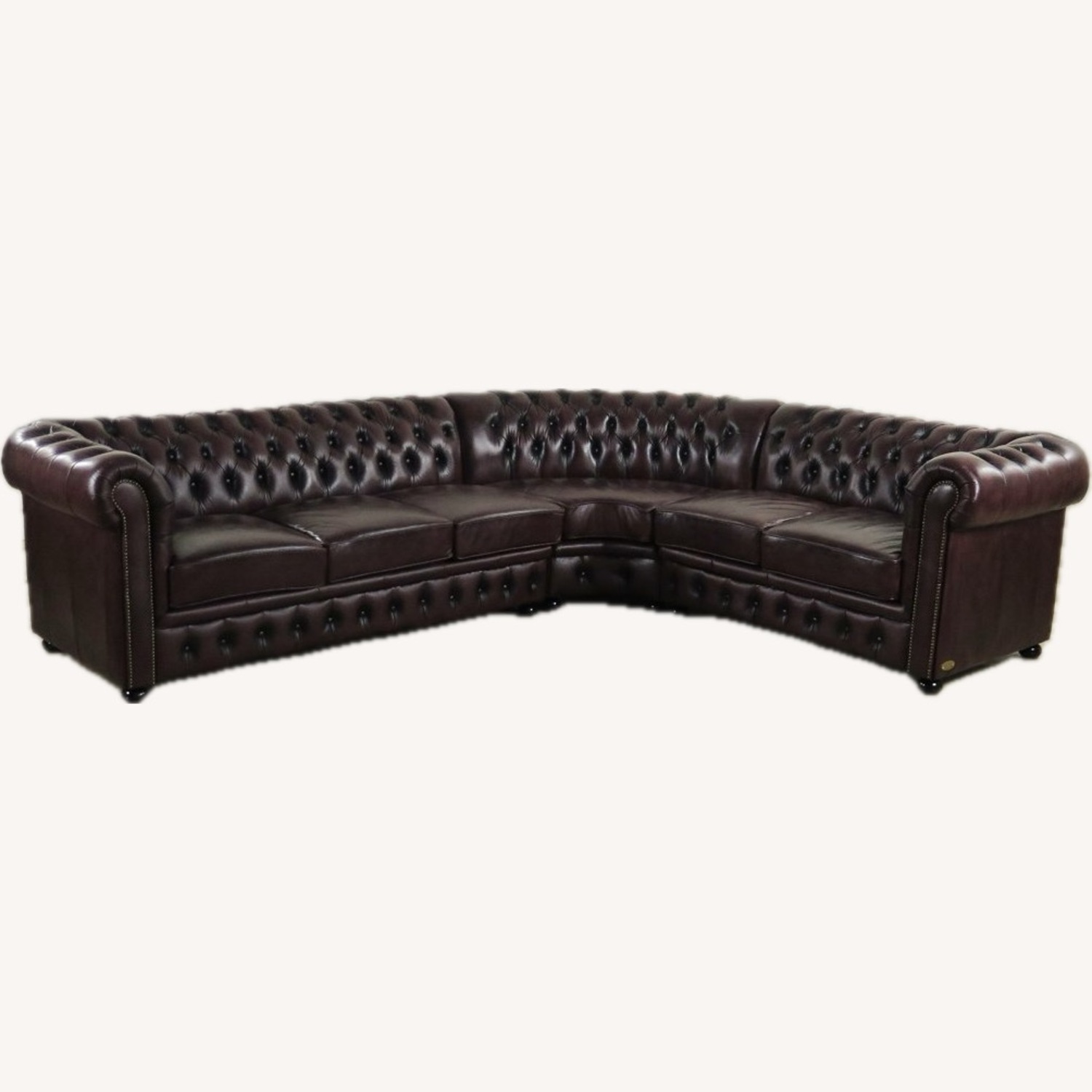 Classic Chesterfield Leather Sectional Sofa - image-0