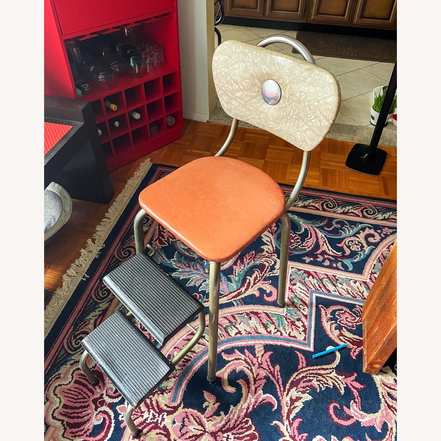Mid Century Step Stool with Fold-Out Steps - image-2