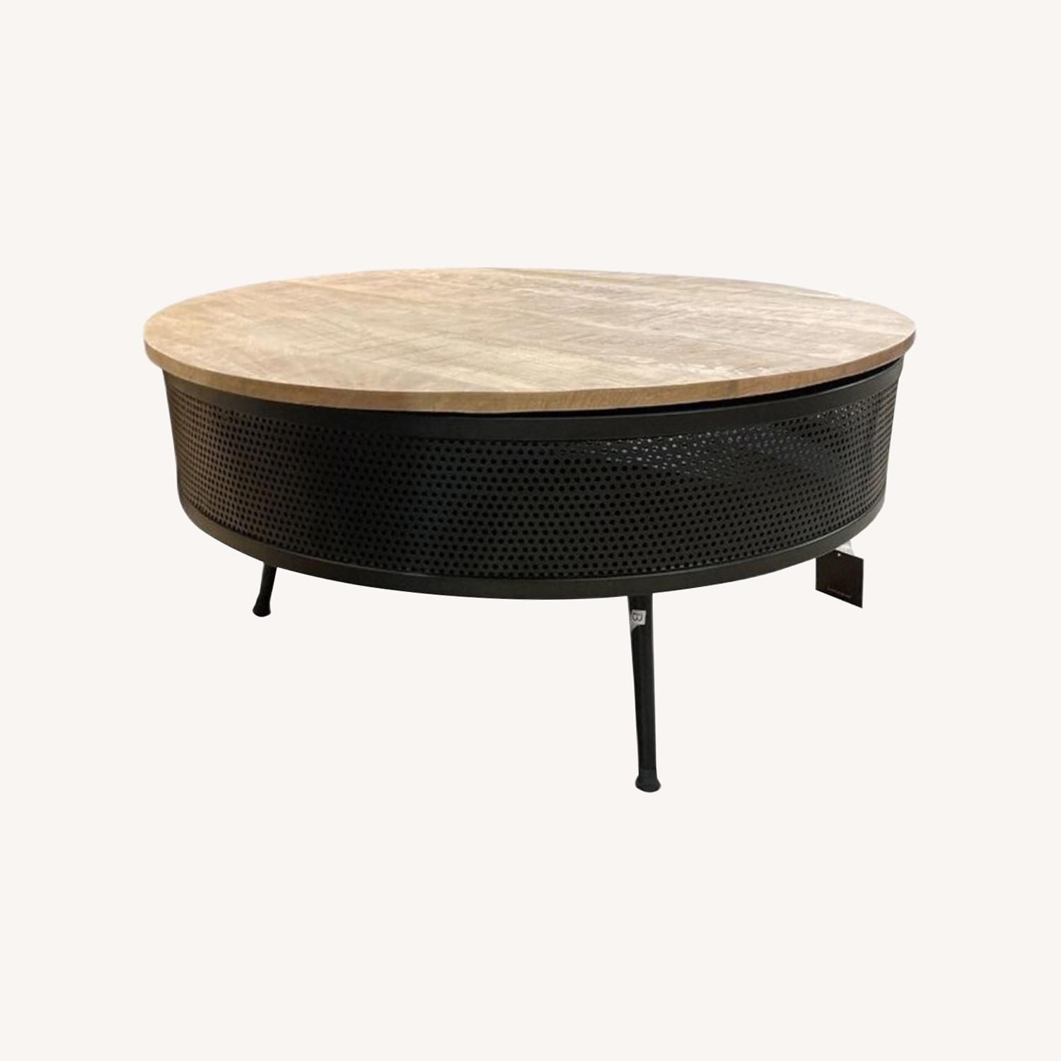 Villa2 Industrial Round Wood & Metal Coffee Table - image-0