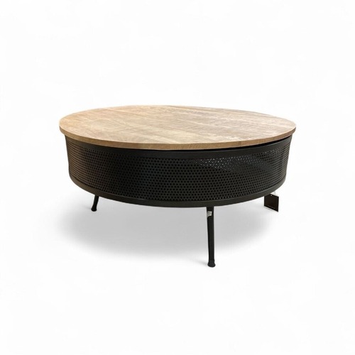 Used Villa2 Industrial Round Wood & Metal Coffee Table for sale on AptDeco