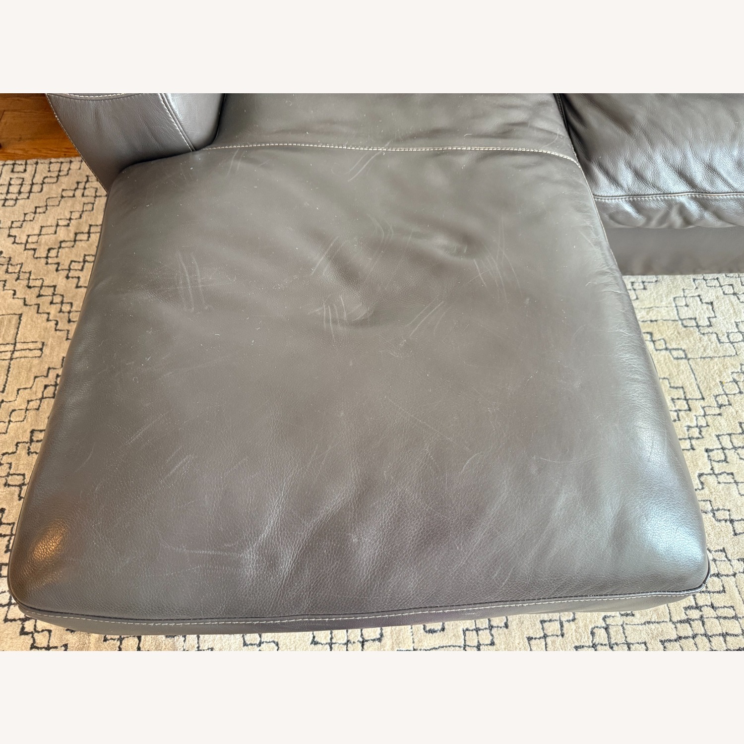 Grey Left Facing Leather Chaise Sectional Sofa - image-2