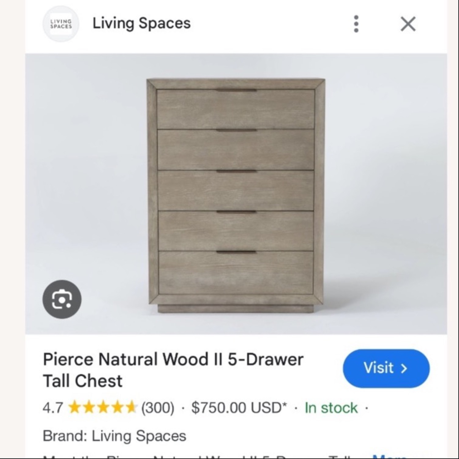 Living Spaces Pierce Natural Wood II 5-Drawer Tall Chest - image-1