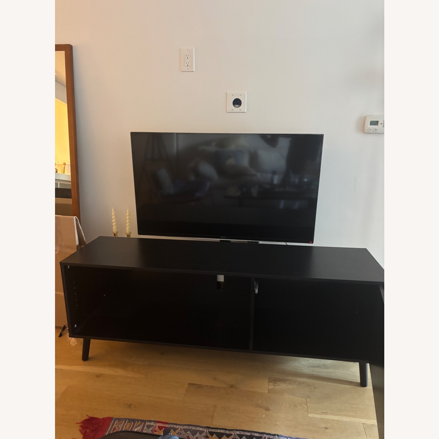 Black Wood Mid Century Media Console - image-1
