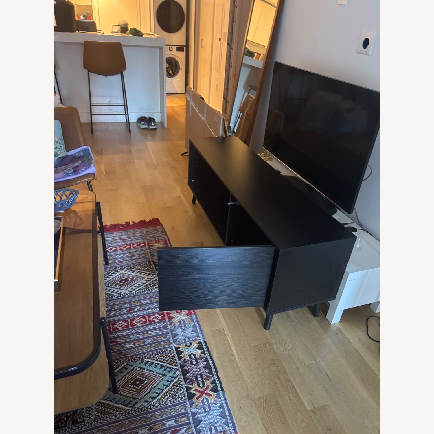 Black Wood Mid Century Media Console - image-3