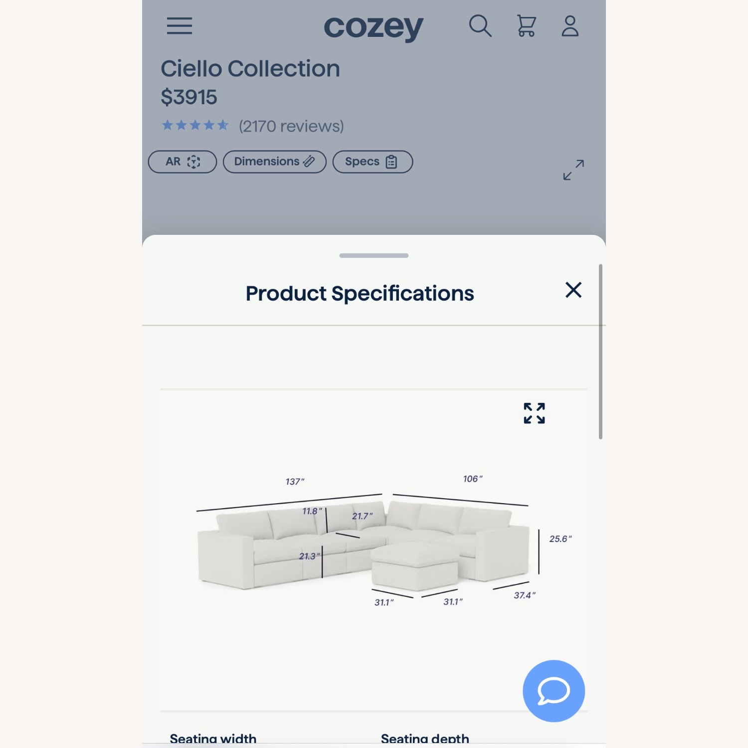 Cozey Ciello Collection Opal White Sectional - image-9