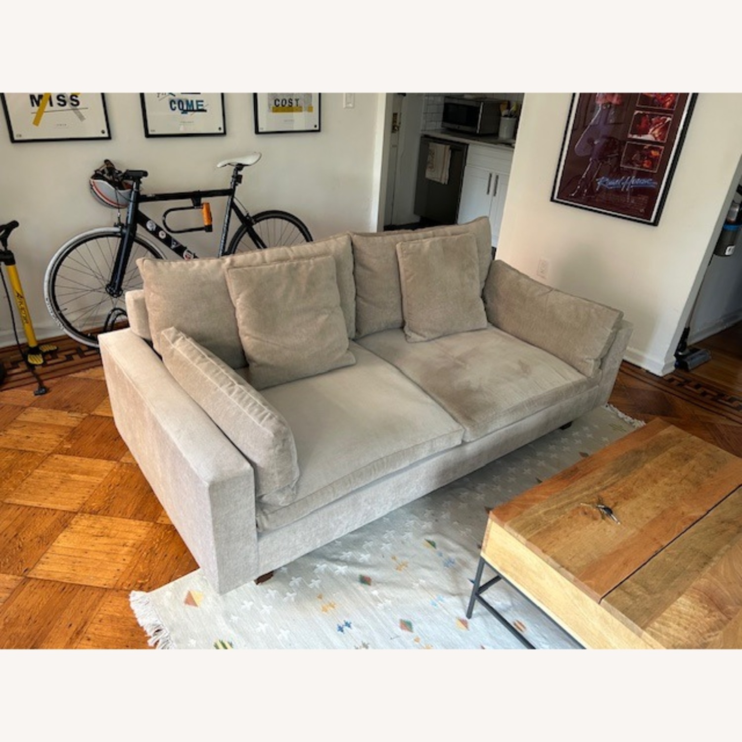 West Elm 82" Harmony Sofa Light Taupe, Velvet - image-1