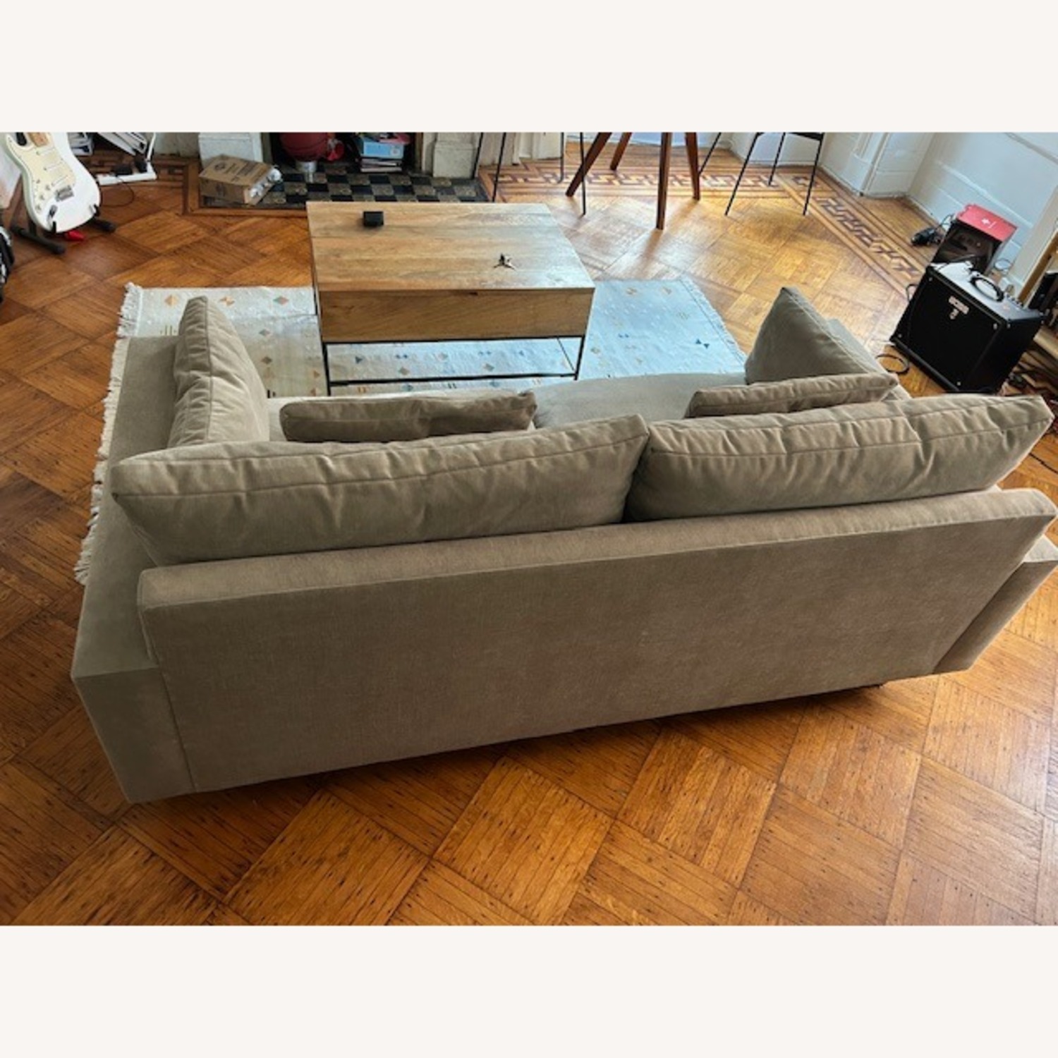 West Elm 82" Harmony Sofa Light Taupe, Velvet - image-6