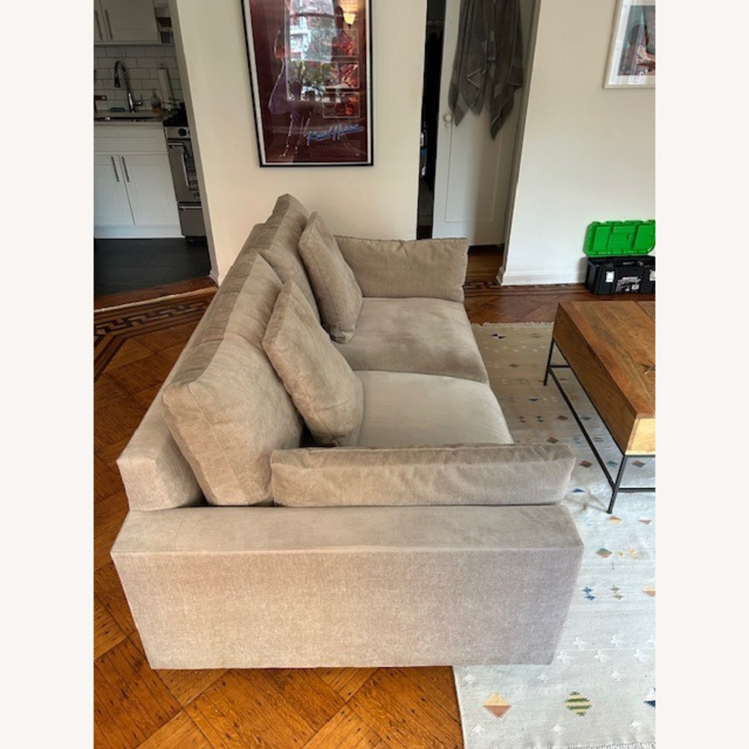 West Elm 82" Harmony Sofa Light Taupe, Velvet - image-3