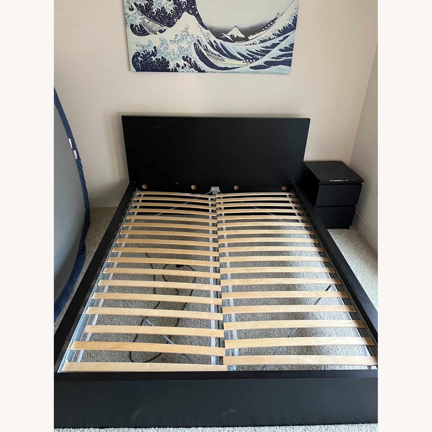 IKEA Malm Black Wood Veneer Queen Bed - AptDeco